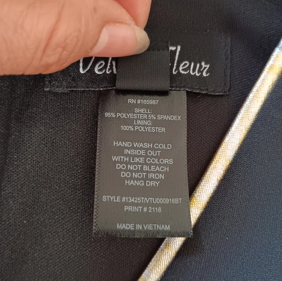 NWT metallic floral print dress stretch Women's black,Full Zip, Party Cocktail. - Picture 10 of 17